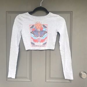 Juniors Long Sleeve Crop Top, S